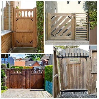 Gate Hardware Kit for Wood Fence, Corner Brace Bracket, Anti Sag Frame Hardware With Latch and Hinges for Wooden Fence Driveway, Black, MKZJ1115 - style: 1 Set Black