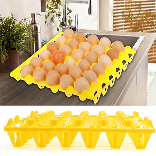 EATAKWARD 8 PCS Plastic Egg Trays Egg Crates 30-Egg Flats for Home Chicken Farmers, Stackable Egg Cartons Hold Multiple Eggs, Great for Storing, Sorting, and Shipping Eggs
