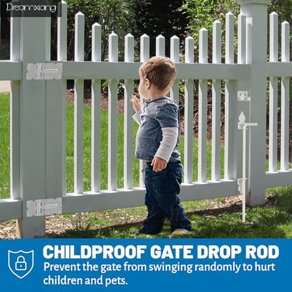 18" Heavy Duty Cane Bolt Gate Drop Rod Hardware Ground Latch for Wood PVC Vinyl Metal Fences Gates, Double Doors, White Solid Steel -1 Pack - size: 18 Inch