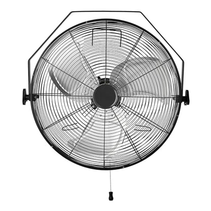 Amazon Basics 18" Indoor Wall-Mounted Industrial Fan with Three Speeds, High CFM, Heavy-Duty Metal Blades, Tilt Head, for Commercial Use, Warehouse, Basement, Black - style: Wall Mounted Fan