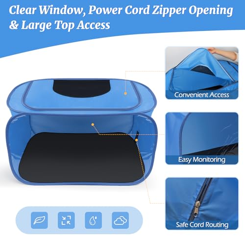 Chicken Brooder Box for Chicks, Pop Up Chick Brooder Kit with Clear Window, Waterproof Mat & Storage Bag, Square Indoor Outdoor Baby Chicken Starter Kit