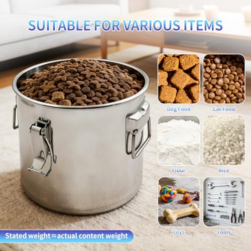 40 lb Stainless Steel Dog Food Storage Container, Airtight Metal Pet Food Storage Bin with Lid and Scoop, Large Dog Food Container for Dry Food, Keep Fresh, Easy to Clean
