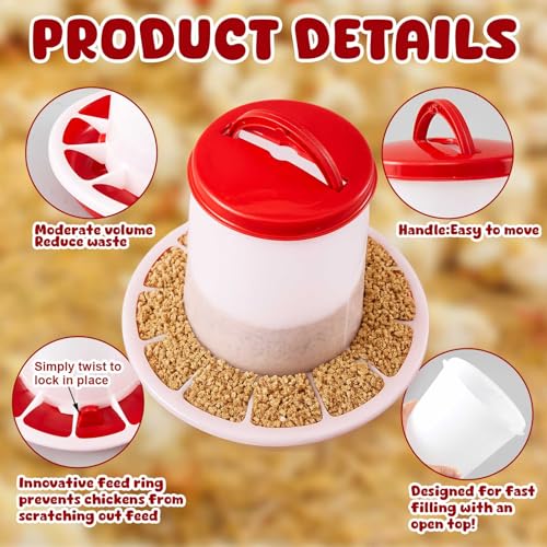 10 Pack Poultry Feeder and Drinker Sets 5 Pcs 1 L Hanging Drinkers and 2.2 lb Feeders for Chicks, Ducks, Geese, Turkeys, Coop & Brooder Use, Easy-Fill Design