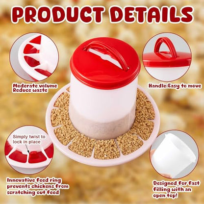 10 Pack Poultry Feeder and Drinker Sets 5 Pcs 1 L Hanging Drinkers and 2.2 lb Feeders for Chicks, Ducks, Geese, Turkeys, Coop & Brooder Use, Easy-Fill Design