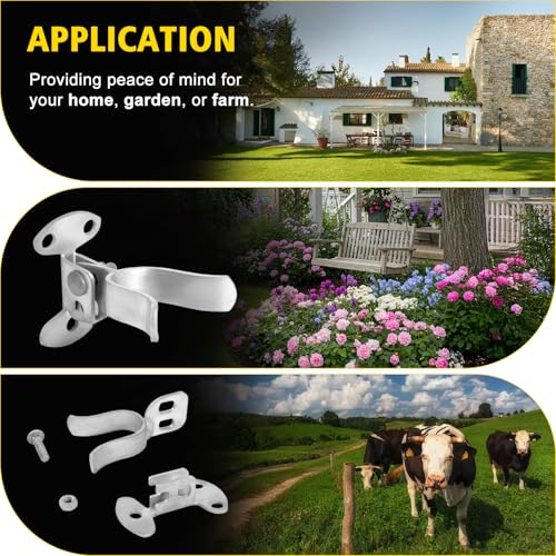 1-3/8" Wall Mount (Flat Back) Fork Gate Latch with Padlock Hole & Hardware, Galvanized Steel， for Chain Link Fence Gate, Wood Post and Outdoor Farm Gate (Silver) - color: Silver