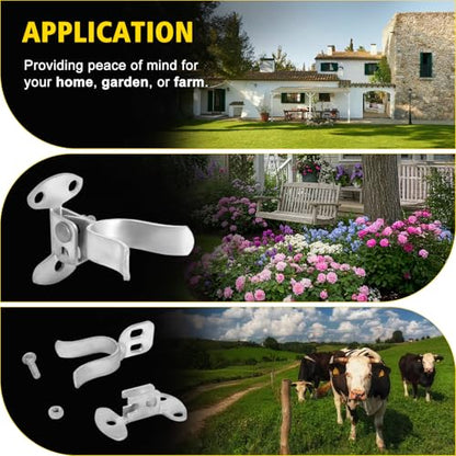 1-3/8" Wall Mount (Flat Back) Fork Gate Latch with Padlock Hole & Hardware, Galvanized Steel， for Chain Link Fence Gate, Wood Post and Outdoor Farm Gate (Silver) - color: Silver