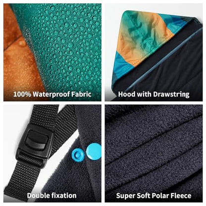Waterproof Stadium Blanket, Fleece Camping Blanket Wearable Soft Warm Camp Blanket for Outdoor Camping, Picnic, Stadium, Sports, Beach, Car - color: Dawn