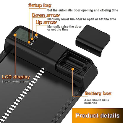 Automatic Chicken Coop Door Aluminum Auto Coop Door Opener with Timer Control LCD Display Chicken Coop Door