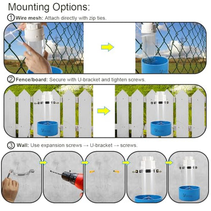 Kalekey 2 Pack Transparent PVC Chicken Feeder, Oyster Shell and Grit Feeder Hanging Ground Chicken Coop Feeder with Hanging Hook for Hens & Chicks (Blue) - color: Blue