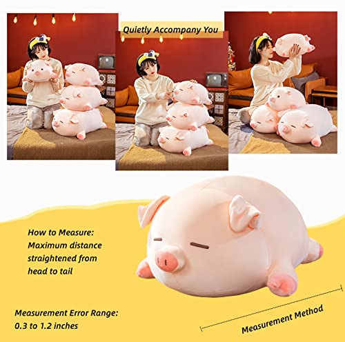 Pig Stuffed Animal Plush Pillow - 15.7'' Cute Kawaii Pink Pig Hugging Pillow, Soft Cuddle Plush Toy, Adorable Birthday Gift for Girls and Girlfriend (Round Eyes, 15.7in) - color: Round Eyes
