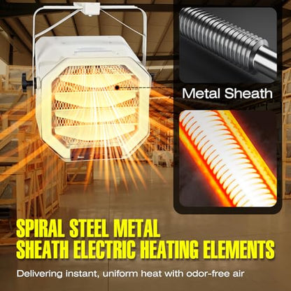 DR. INFRARED HEATER DR-910F 10,000-Watt 240V Heavy-Duty Hardwired Shop Garage Heater Wall/Ceiling Mounted with Remote Controlled Thermostat - size: 22 Inches