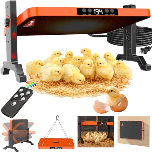 Chicken Coop Heater for Winter,200W Smart Brooder Coop Heater with Overheating Protection,Radiant Heat Panel with Remote Control Timer & Adjustable Temp,Large Heat Warmer for Chicken Kitten Puppy Pets