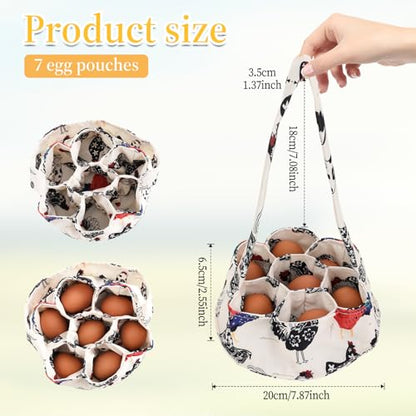 JJUNW 1 Pc Egg Collection Basket, Portable Farmhouse Chicken Egg Holder with 7 Bags, Anti-crushing Handheld Egg Purse Egg Basket for Collecting Fresh Eggs, Housewife Garden Transport Storage
