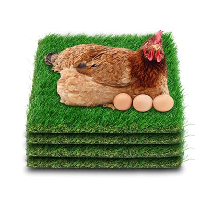 THREE ORANGES Chicken Nesting Box Pads, Washable Artificial Grass Nesting Pads Cuttable Chickens Nest Box Bedding Liners for Hen Coop Egg Duck Chicks Goose 12x12x1.35inch (4 Pack) - size: 4pcs-12x12x1.35inch