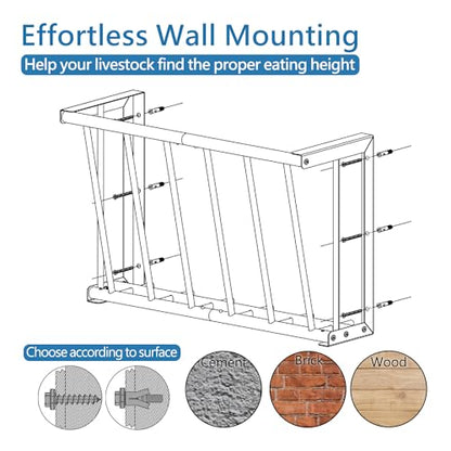 Wall Mount Hay Rack, 27'' Long Livestock Hay Feeder with 16 Gallon Capacity, Carbon Steel Hay Feeder for Sheep, Goats, Horses, Indoor Outdoor Uses - size: 16INCH