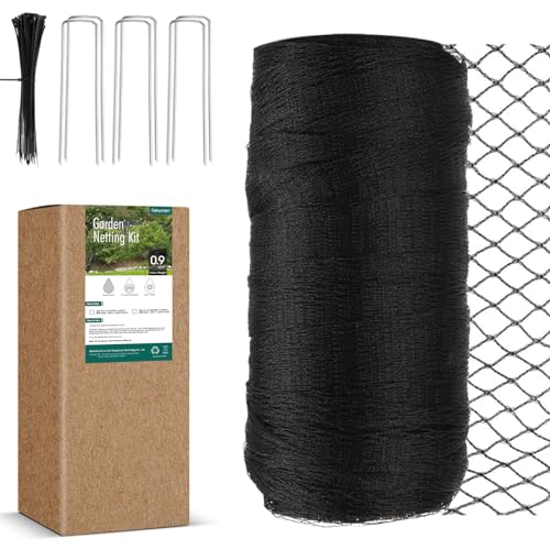 Bird Netting for Garden, Fetanten 26 x 50 FT Netting for Garden Protection Vegetables Fruit Trees Blueberry from Birds Deer Poultry, Heavy Duty Woven Mesh Net Animal Fencing with Ties and Staples - size: 26 x 50FT