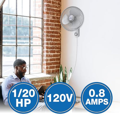 Air King 9016 Commercial Grade Oscillating Wall Mount Fan, 16-Inch - size: 16 inch, style: Classic