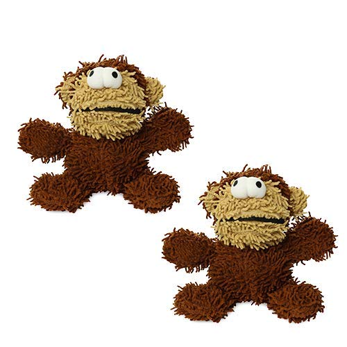 MIGHTY® 2 Pack Microfiber Medium Monkey Dog Toys | Ultra Durable Plush Toy with Multiple Layers & Reinforced Seams , Washable and Floats , Mighty® Construction - color: 2PK Brown Monkey