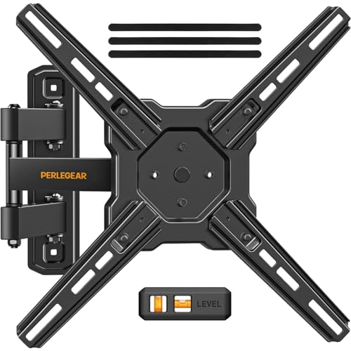 Perlegear Full Motion TV Wall Mount for Most 26–50 Inch TVs, Max VESA 300 x 300mm, TV Monitor Wall Mount Bracket with Rotation, Swivel, Tilt, Extension and Leveling Adjustment, Holds up to 55 lbs - size: for 26-50 inch TVs