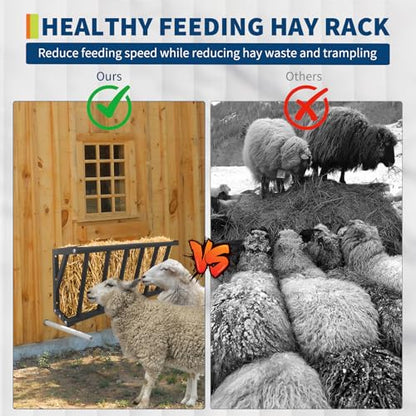 Hay Feeder for Horses, 27'' Long Heavy Duty Steel Wall Mounted Hay Rack with 16 Gallon Large Capacity for Horses, Goats, Sheep in Stable and Farm - size: 27 inch