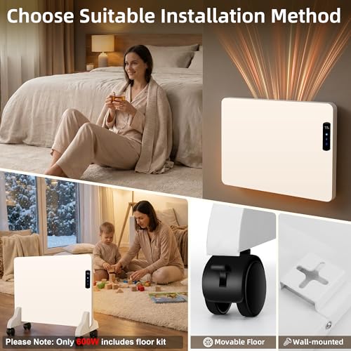 Wall Convection Space Heater Panel, Smart WiFi Heater for Indoor Use | 400W Energy Efficient with Remote & APP Control, Quiet for Bedroom, Office
