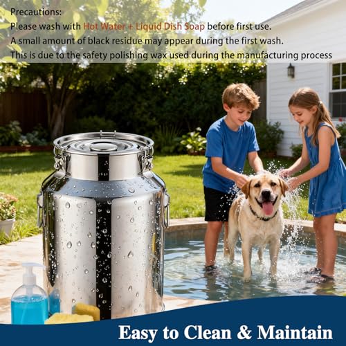 15 Lbs Stainless Steel Dog Food Storage Container with Scoop, Large Metal Dog Food Bin with Airtight Lid & Locking Clamp, Pet Food Container for Dogs & Cats, Keep Fresh, Easy to Clean - size: 15 Lbs