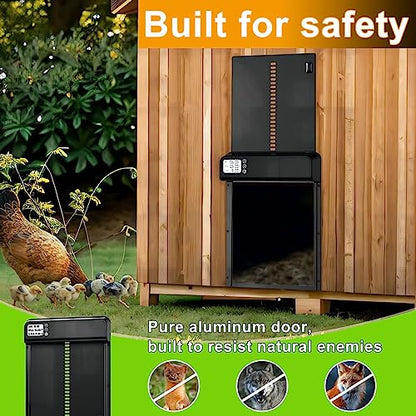 Automatic Chicken Coop Door Aluminum Auto Coop Door Opener with Timer Control LCD Display Chicken Coop Door