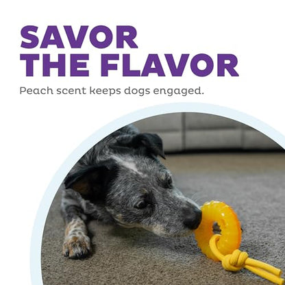 Outward Hound Gummiez Peach Ring 2-in-1 Dental Dog Chew Toy and Treat Stuffer Game, Peach Scent - color: Gummiez Peach Ring