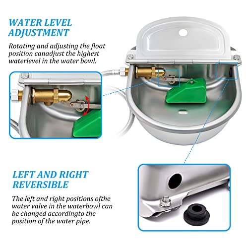 Automatic Water Dispenser for Dog Chicken Waterer Outdoor Dog Water Bowl Dispenser 304 Stainless Steel Feeder for Pets,Include Water Pipe and 3/4" Faucet