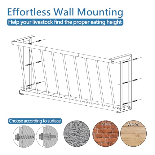 Wall Mount Hay Rack, 40'' Long Livestock Hay Feeder with 25 Gallon Capacity, Carbon Steel Hay Feeder for Sheep, Goats, Horses, Indoor Outdoor Uses - size: 25INCH