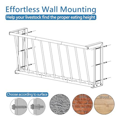 Wall Mount Hay Rack, 40'' Long Livestock Hay Feeder with 25 Gallon Capacity, Carbon Steel Hay Feeder for Sheep, Goats, Horses, Indoor Outdoor Uses - size: 25INCH