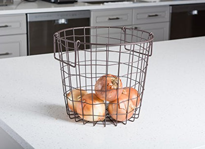 DII Metal Wire Mesh Stackable Utility Storage Bin, Small Round, 12x12x10", Bronze - color: Bronze, size: 12 x 12 x 10 inches