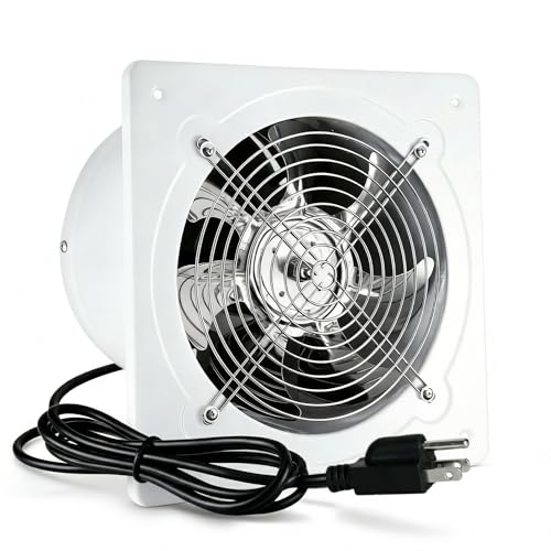 6 Inch Exhaust Fan, Small Wall Mounted Ventilation Fan Kitchen Exhaust Fan | 382 CFM High Airflow Extractor Fan Metal Window Exhaust Fan with Backdraft Damper Ideal for Attic Greenhouse Basement Shed - size: 6 inch