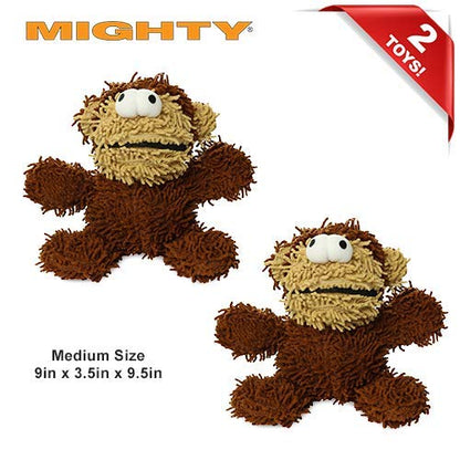 MIGHTY® 2 Pack Microfiber Medium Monkey Dog Toys | Ultra Durable Plush Toy with Multiple Layers & Reinforced Seams , Washable and Floats , Mighty® Construction - color: 2PK Brown Monkey