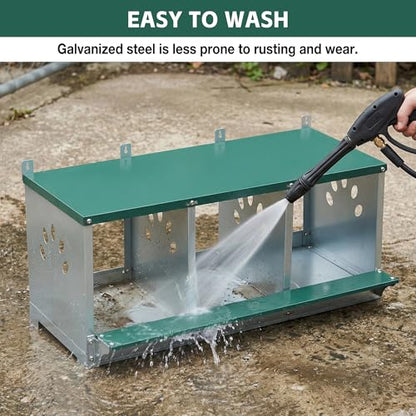3 Compartment Metal Chicken Nesting Box with Roll Away Egg Collection 32×16×15in,Wall Mountable Large Hen Laying Box with Vented Holes,3 Houses Coop Roosting Boxes Fit for Different Poultry Breeds - size: 32×16×15in