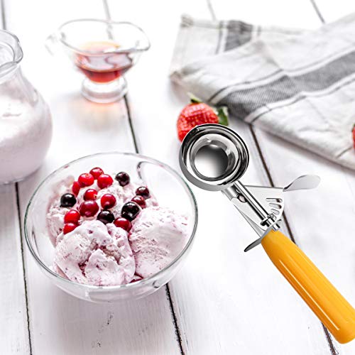 TOPKITCHEN Commercial-Grade Ice Cream Scoop 1.63 oz, 18/8 Stainless Steel Cookie Scoop with Plastic Handle, Portion Control Disher Scoop for Bakeries, Restaurants & Dessert Shops, #20, Yellow - size: 1.63 oz - Yellow