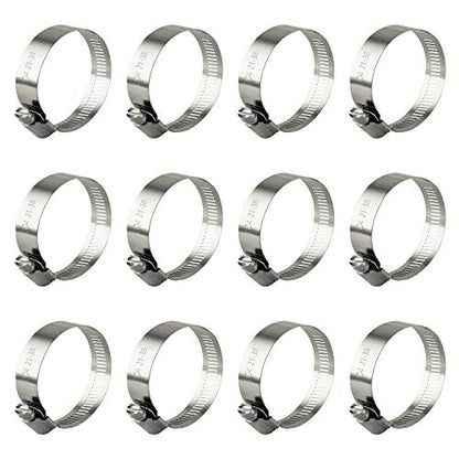 ZIPCCI Hose Clamp, 12 Pack Stainless Steel Worm Gear fuel line hose clamps, 21-38mm (3/4-1-1/2 inch) - size: 21-38mm
