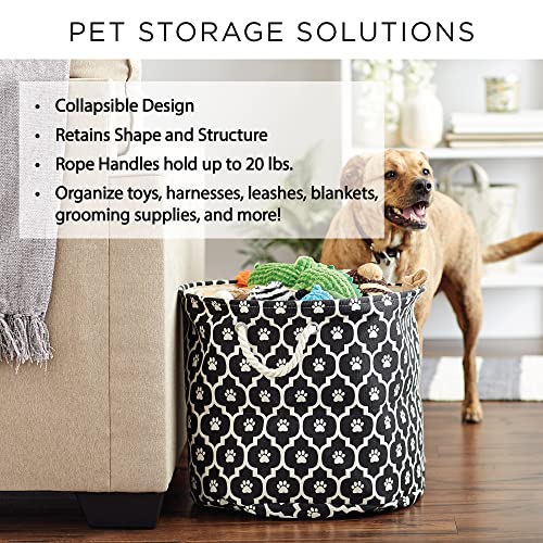 Bone Dry Pet Storage Collection Striped Paw Patch Bin, Medium Round, Brown - color: Brown, size: Medium Round