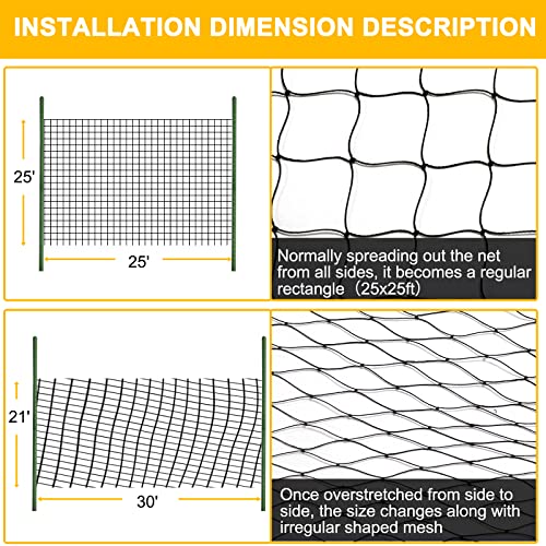 BSTPCOO Chicken Netting 25'x25' with 1" Mesh Nylon Bird Netting for Chicken Coop, Heavy Duty Poultry Net Bird Net for Garden Deer Fence for Fruit Tree - size: 25'×25'-1''