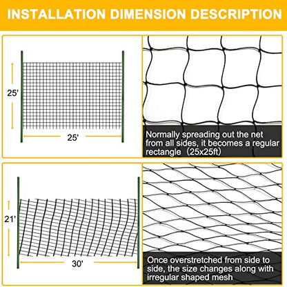 BSTPCOO Chicken Netting 25'x25' with 1" Mesh Nylon Bird Netting for Chicken Coop, Heavy Duty Poultry Net Bird Net for Garden Deer Fence for Fruit Tree - size: 25'×25'-1''