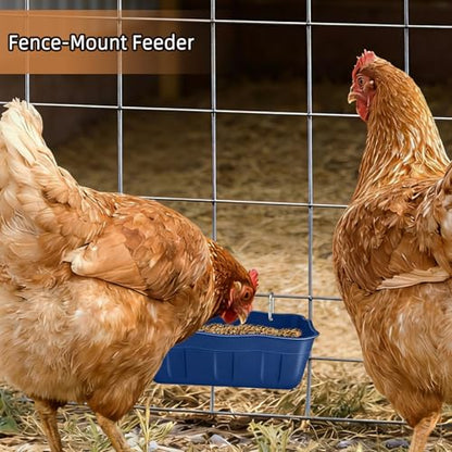 Hanging Chicken Feeders,Duck Feeder Waterer,Small Feed Trough 1.3 Quart 6 Pack,Hanging Fence Feed Trough for Poultry,Blue - color: Blue, size: 1.3 Quart (6 Pack)
