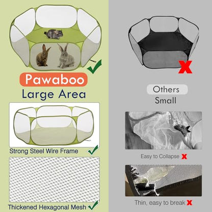 Pawaboo Small Animals Playpen, Waterproof Small Pet Cage Tent with Strong Steel Wire Frame, Portable Outdoor Yard Fence for Chick/Kitten/Puppy/Guinea Pig/Rabbits/Hamster/Chinchillas, Green - color: Avocado Green