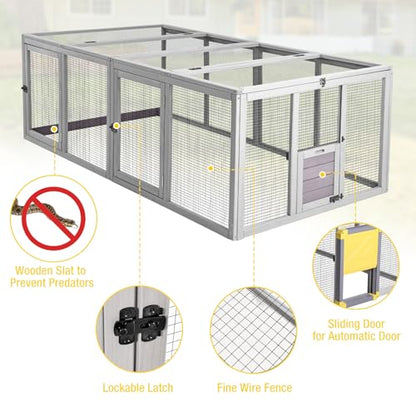 Aivituvin Chicken Coop Extension Run Outdoor 20.73 ft² Large Coop Enclosure Chicken Tunnels for 4-6 Chickens, Ducks and Small Animals
