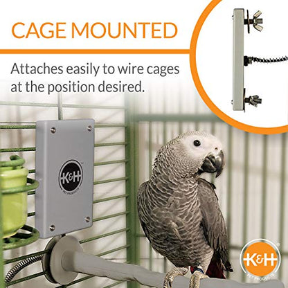 K&H Pet Products Snuggle-Up Bird Cage Heater, Bird Cage Accessory, Exotic Avian Warming Panel for Medium/Large Exotics Like Parrot, Cockatoo, Macaw, African Gray - Large 7 X 4in Gray 12V - size: Large 4 X 7 in