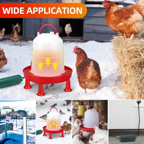 3 Pcs 0.8 Gallon 3l Heated Chicken Waterer Kit, Anti-Freeze Poultry Drinker for Spring Cold Nights with Outdoor Extension Cord Safety Cover, Insulation Tape, Waterer for Small Flocks - size: 0.8 Gallon