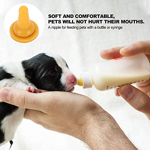 Pet Feeding Bottle Nipples 15-Pack Soft Silicone Replacement Nipples for Newborn Kittens Puppies Small Animals Nursing Bottle Accessories