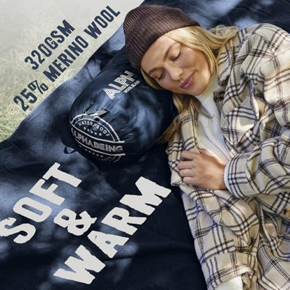 AlphaBeing Waterproof Outdoor Blanket with Merino Wool, Extra Thick Warm, Windproof, Packable Stadium Blankets for Cold Weather, Camping Gift, Pet, Car, Picnic, Concerts, 79" x 59", Navy - color: Navy