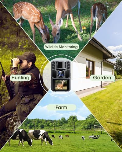 Trail Camera 4K 64MP with 5000mAh Rechargeable Battery 64GB Micro Memory Card IP67 Waterproof, Night Vision, Motion Activated, Solar Powered Wildlife Hunting Camera Outdoor