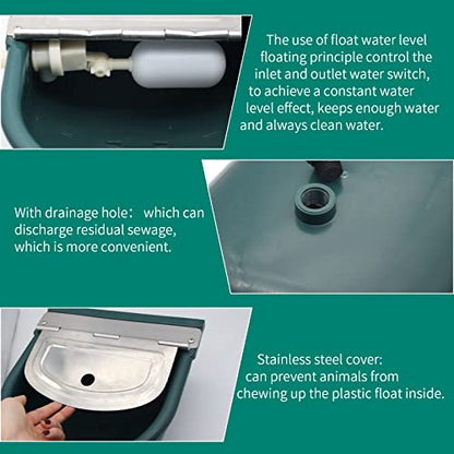 Automatic Water Bowl Plastic Livestock Waterer for Horse Cattle Goat Sheep Dog,Farm Grade Sheep Water Trough Bowl (with Drainage Hole & 39.37 inch Pipe)… (Without 39.37 inch Pipe)