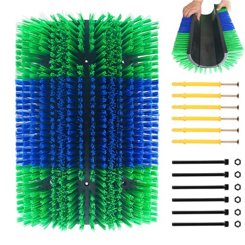 Extra Large Size Livestock Scratching Brush, Upgraded Horse/Goat/Cow/Cattle Scratcher Brush for Grooming, Itch Relief Horse Scratcher Brushes Kit with Two Sets of Mounting Screws(1-Pack,Green) - color: Green, size: 1-Pack